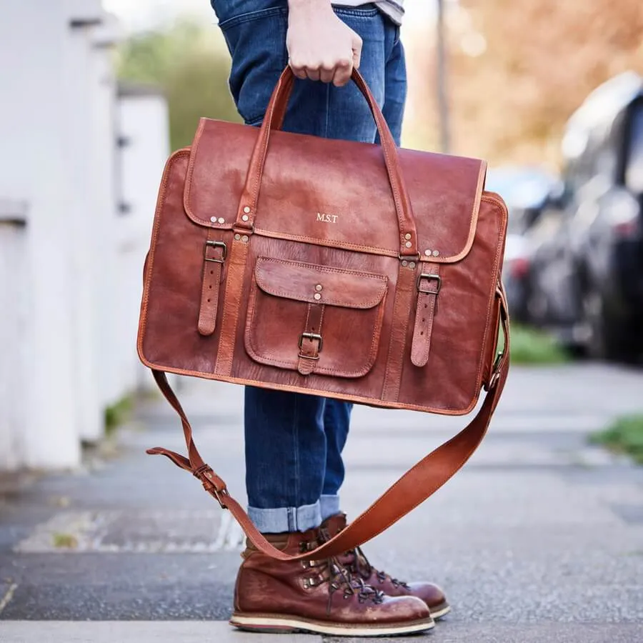 Extra Large Leather Weekend Travel Bag