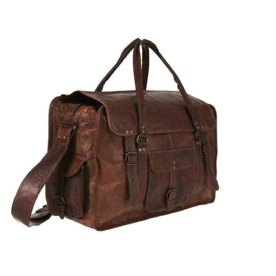 Extra Large Leather Weekend Travel Bag