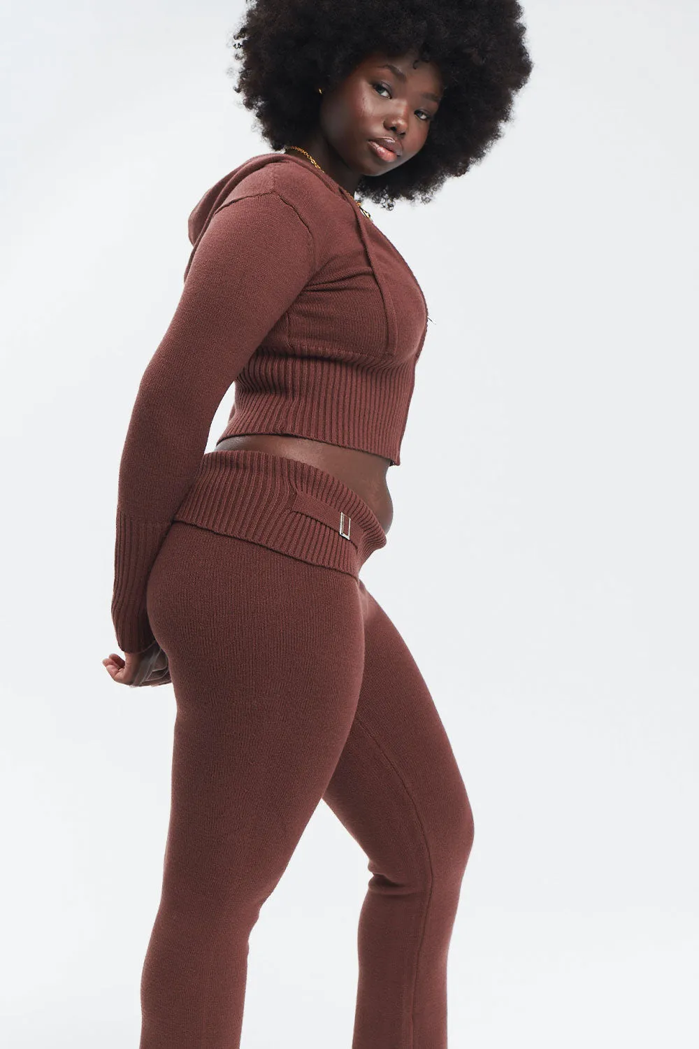 Fleur Cloud Knit Low Rise Pant - Chocolate