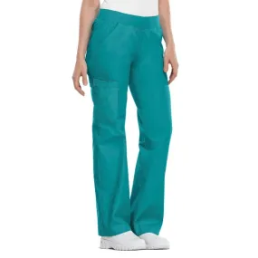 Flexibes Mid-Rise Knit Waist Pull-on Scrub Pant Teal Blue Large 2085