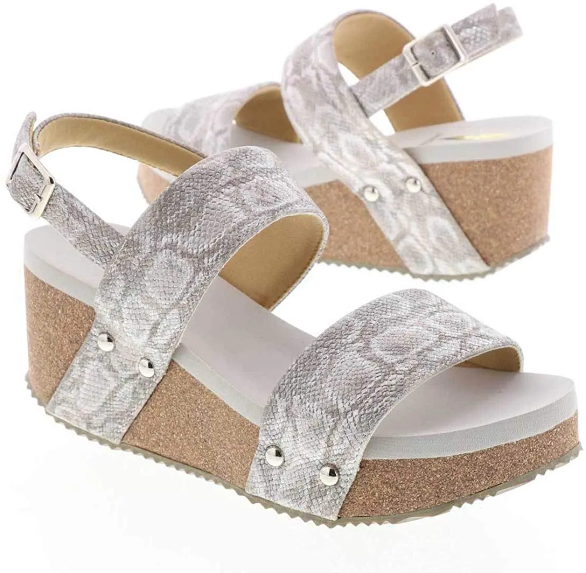 Flirtation Snake Embossed Wedge Sandal