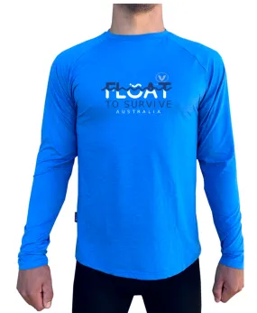 FLOAT TO SURVIVE - UV Performance L/S Tech Top - Cyan - CUSTOM