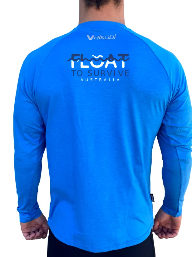 FLOAT TO SURVIVE - UV Performance L/S Tech Top - Cyan - CUSTOM