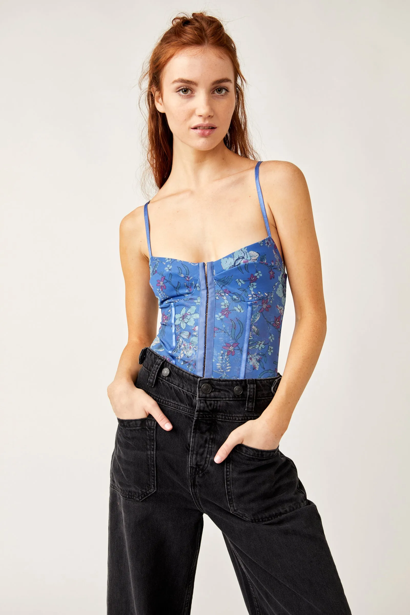 Free People Printed Night Rhythm Bodysuit