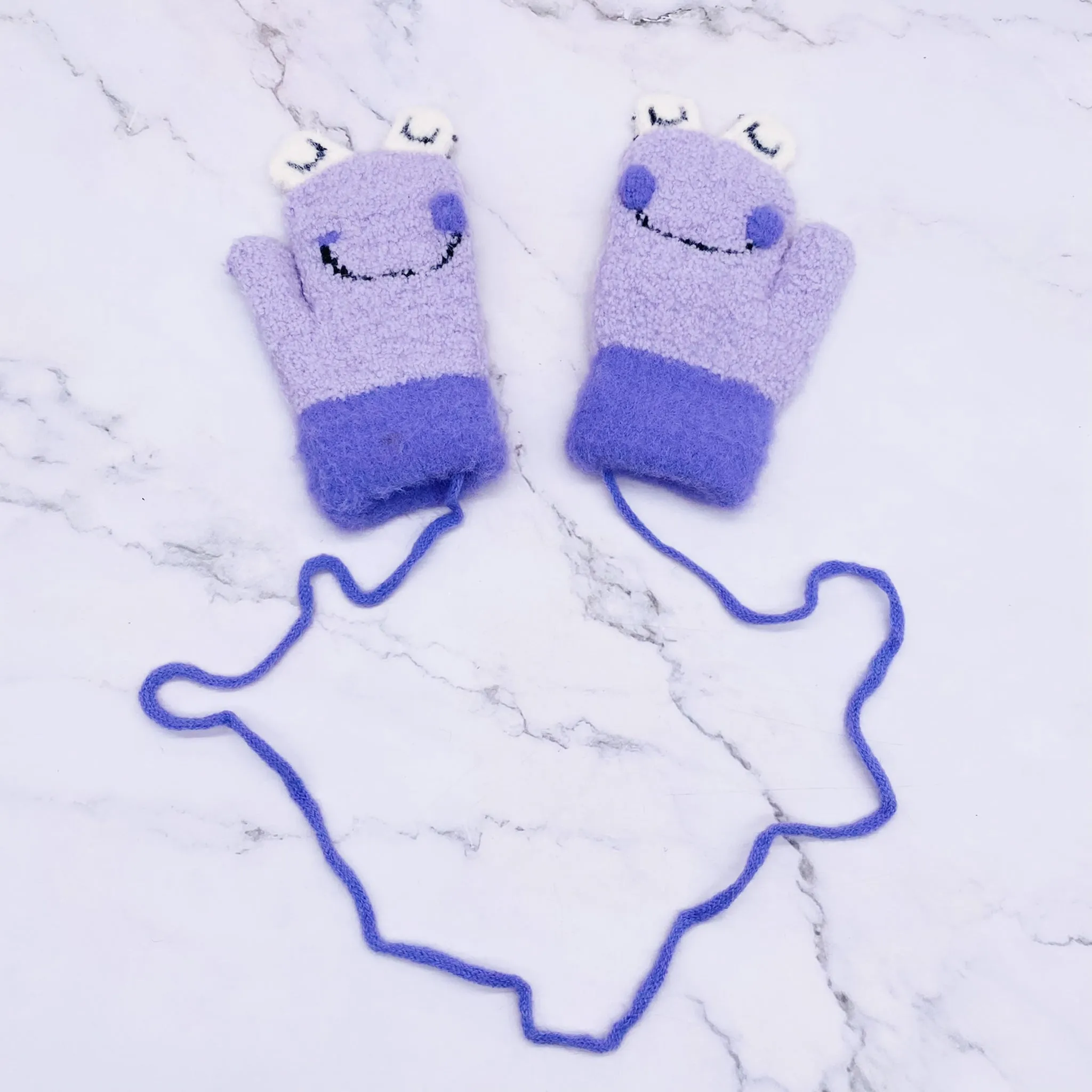 Frog Design Knitted Unisex Kids Mittens