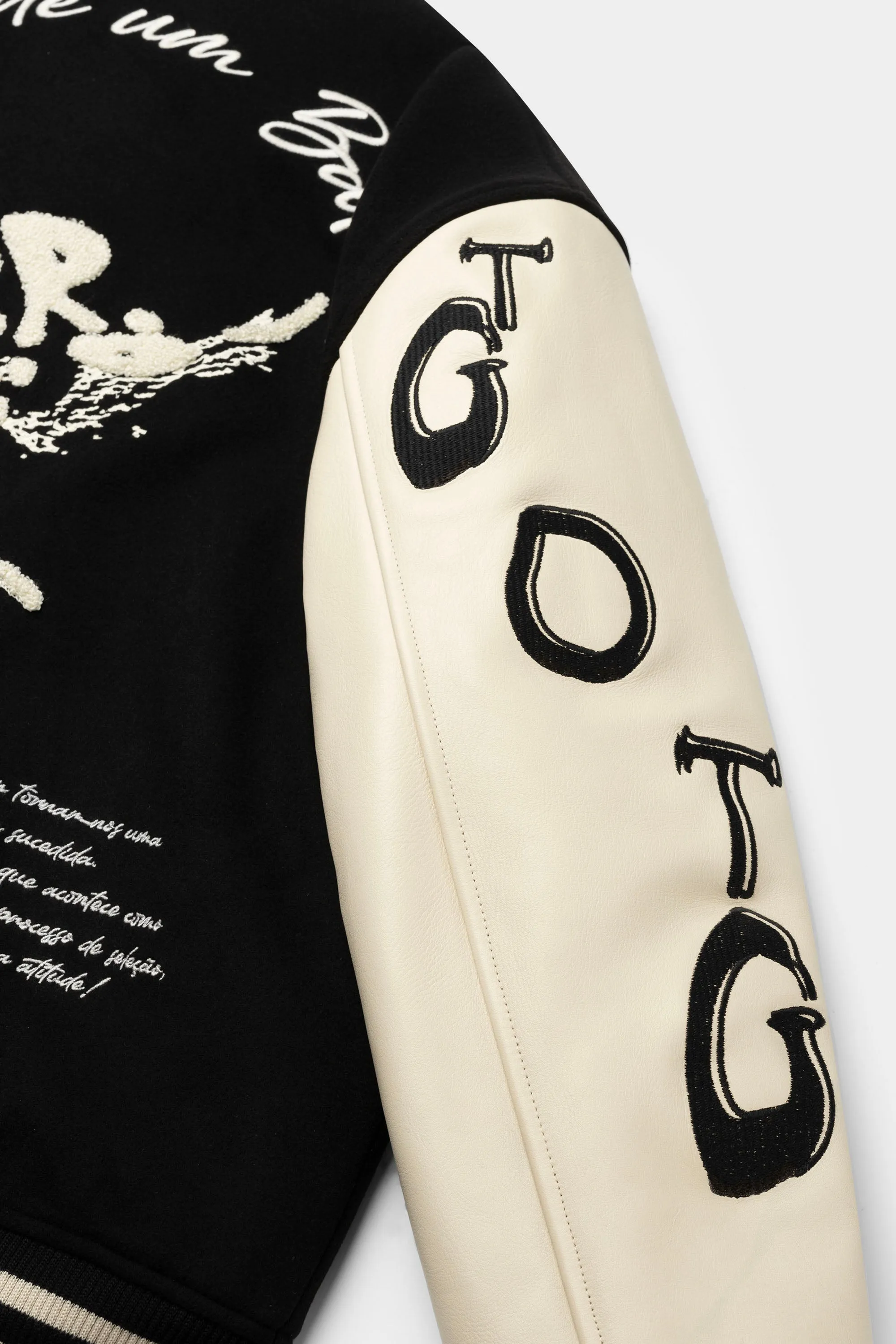 Game of the Gods Graffiti Box Fit Varsity Jacket Jet Black