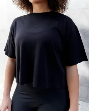 Go-To Modal Oversized Cropped Tee - Black-Black