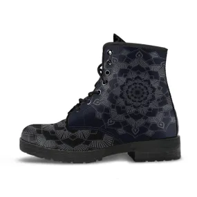 Grey Mandala Vegan Leather Boots