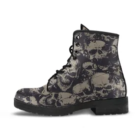 Grey Skull - Vegan Leather Boots