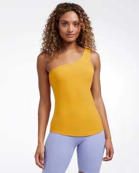 HAMPTON ONE SHOULDER RIB TANK MUSTARD