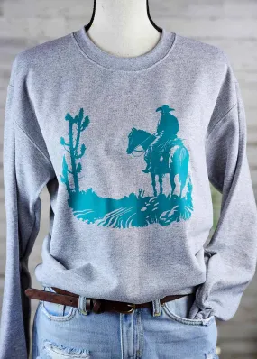 Heather Gray Desert Cowboy Pullover Sweatshirt