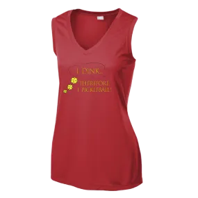 I Dink Therefore I Pickleball | Clearance Women’s Sleeveless Athletic Shirt | 100% Polyester