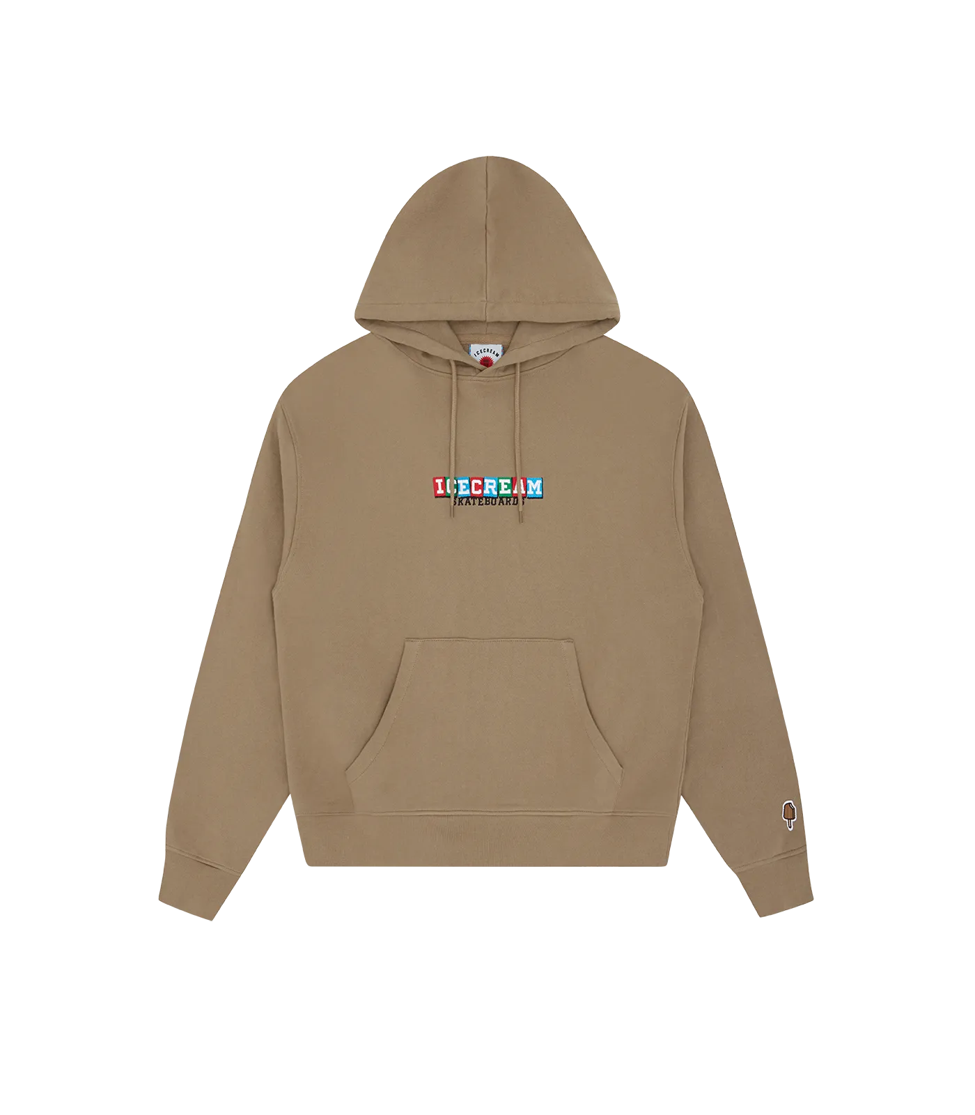 IC SKATEBOARDS EMBROIDERED POPOVER HOOD - BROWN