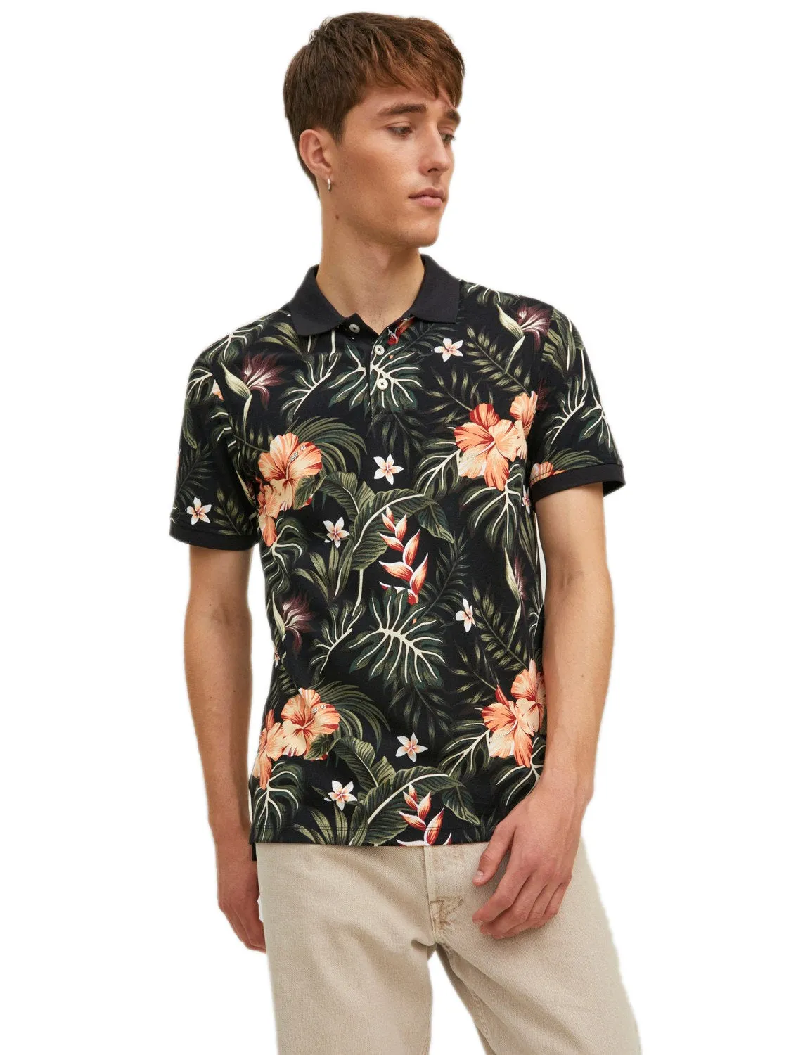 Jack & Jones Men's TROPICANA Hawaiian Polo Shirt