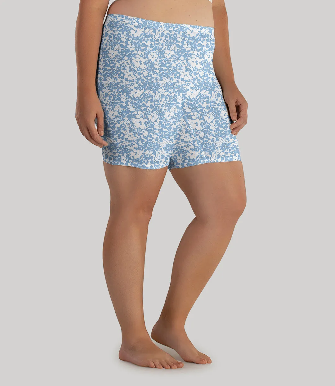 Junowear Cotton Stretch Fitted Boxer Blue Blossoms Print