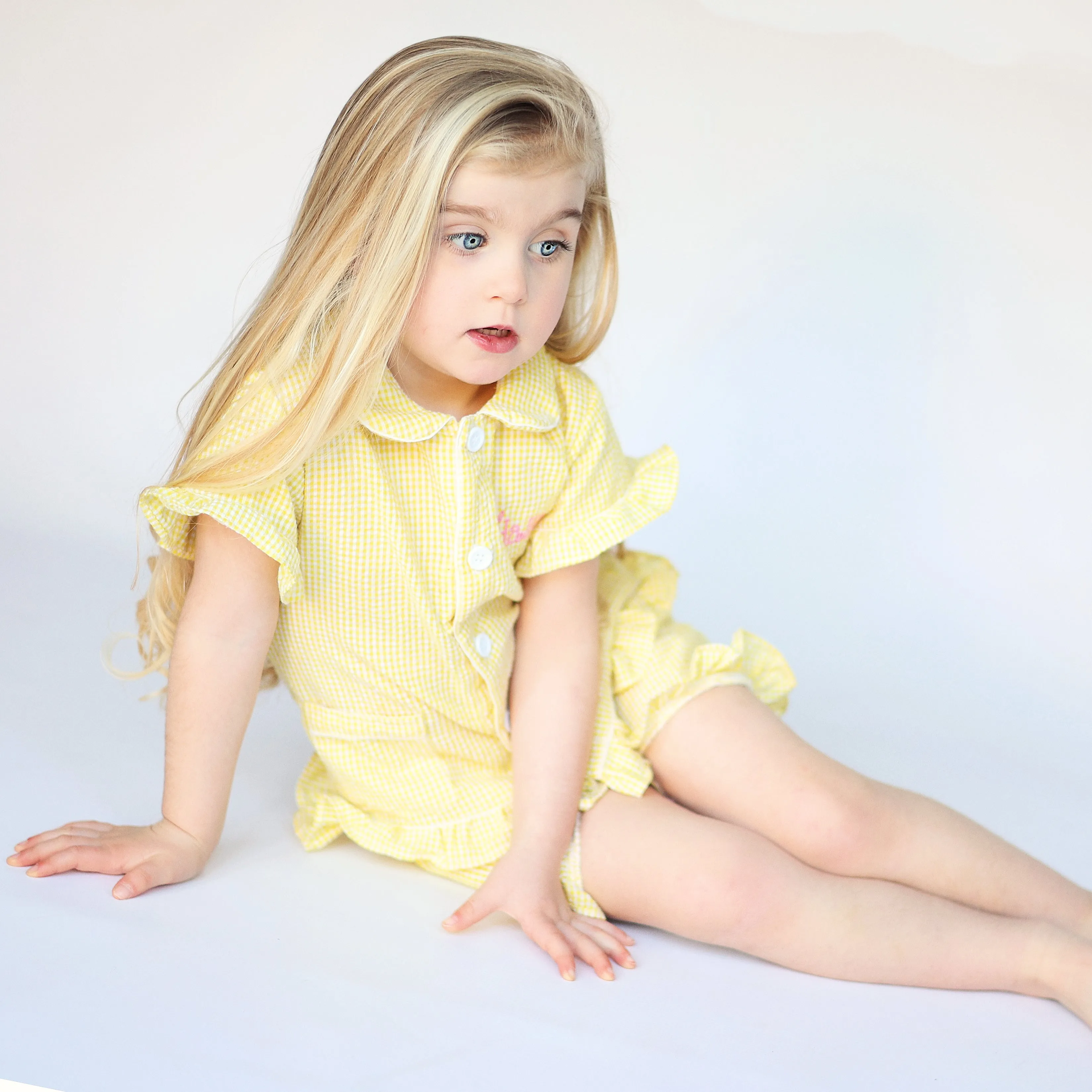 Lemon ruffle girls set