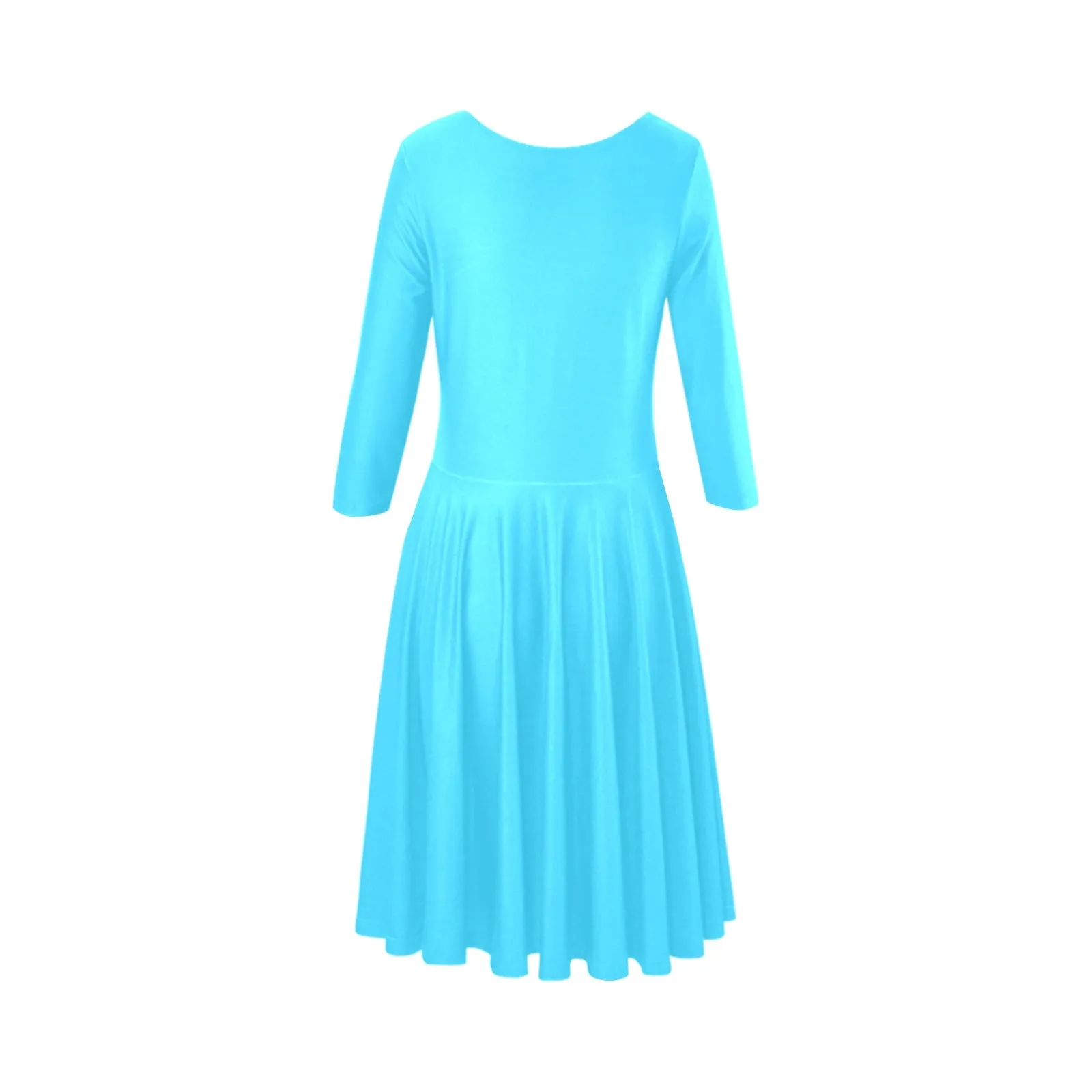 light blue d08 pepper green stripes front Tethys Half-Sleeve Skater Dress(Model D20)