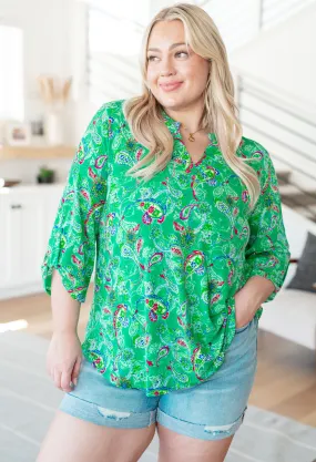 Lizzy Top in Emerald and Magenta Paisley