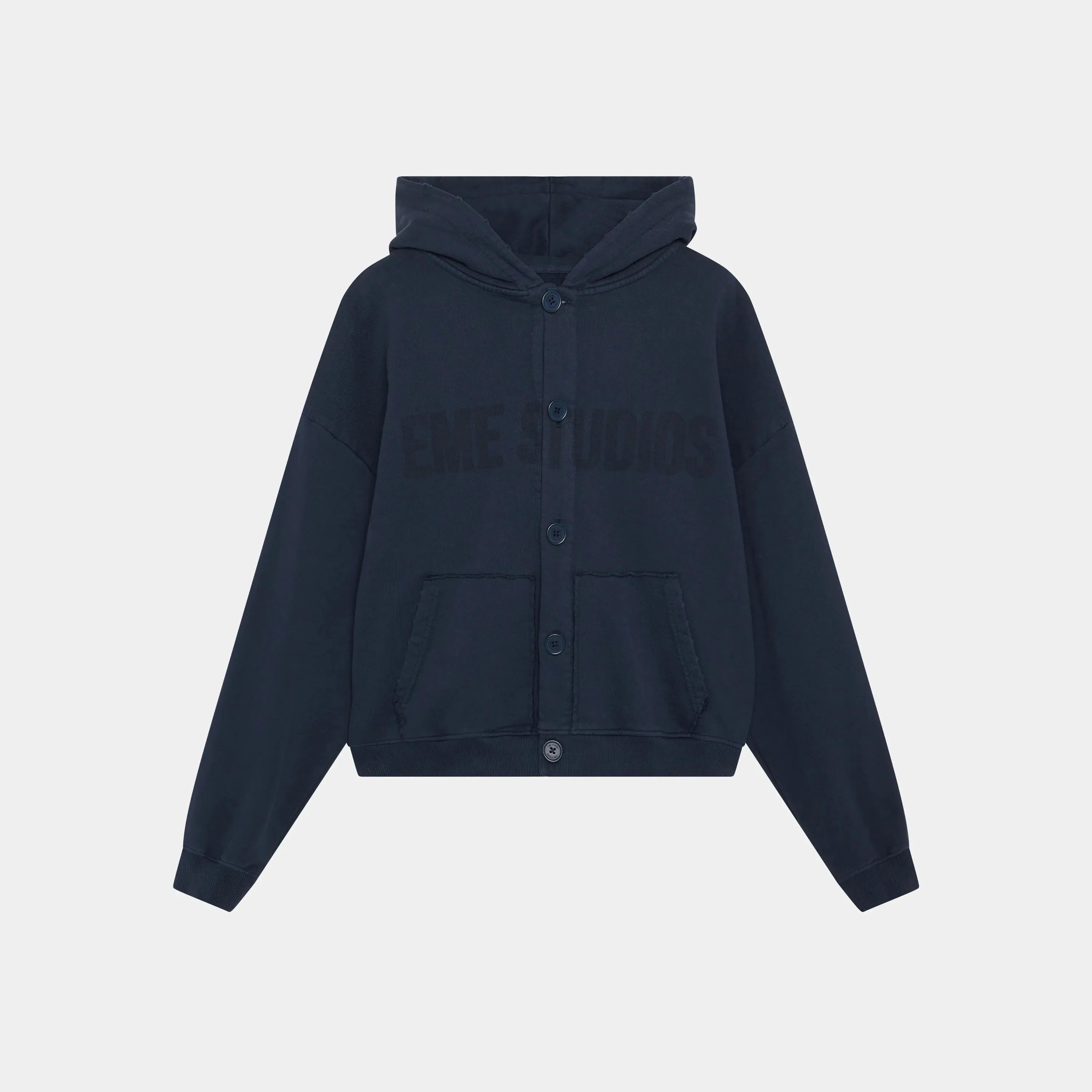 Logo Navy Oversized Cardigan Hoodie