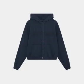 Logo Navy Oversized Cardigan Hoodie