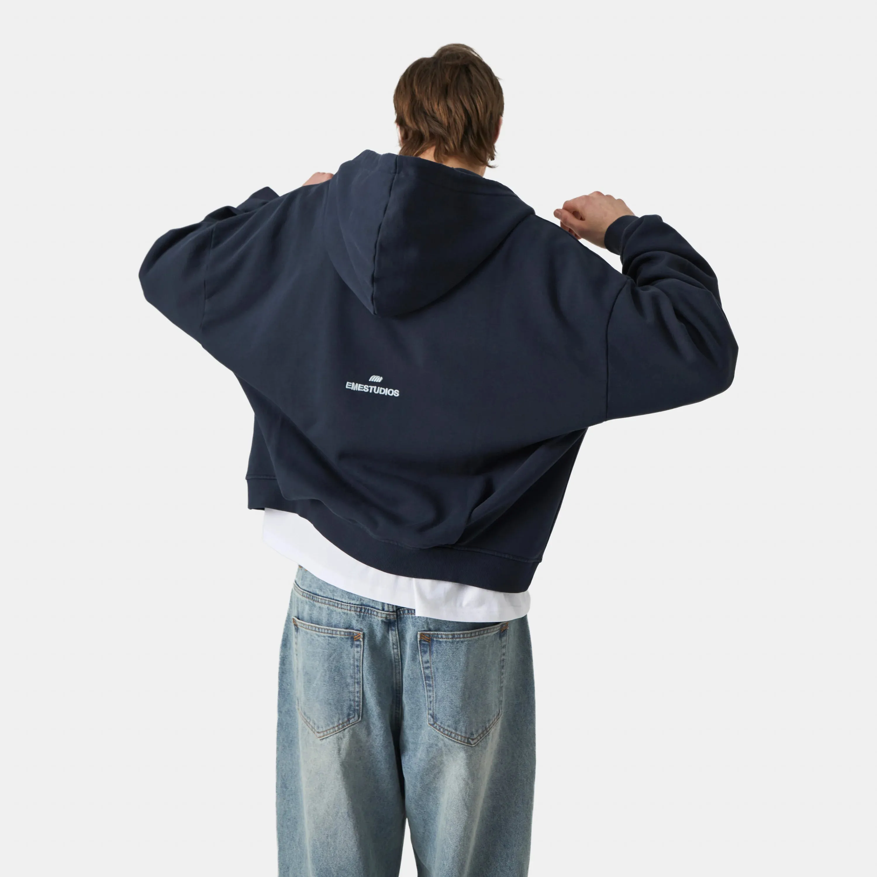 Logo Navy Oversized Cardigan Hoodie