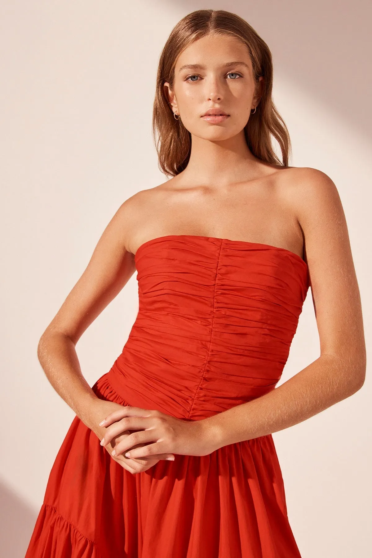 MAIORI CONTOUR RUCHED MAXI DRESS - SAILOR RED