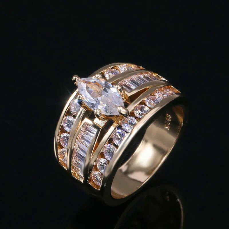 Marquise Cut Cubic Zirconia Wedding Big Statement Ring