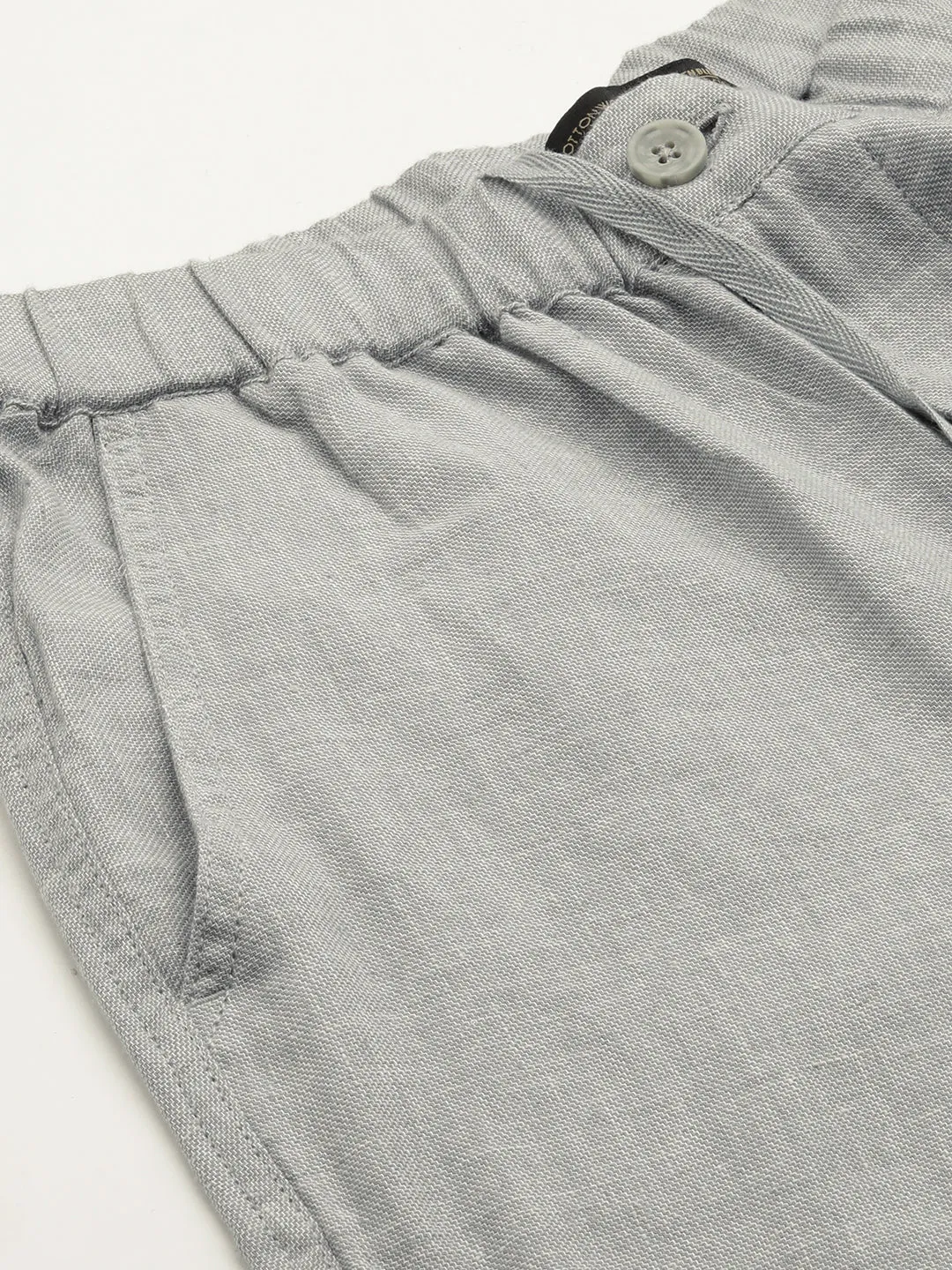 Men's Grey Cotton Linen Regular Fit Shorts