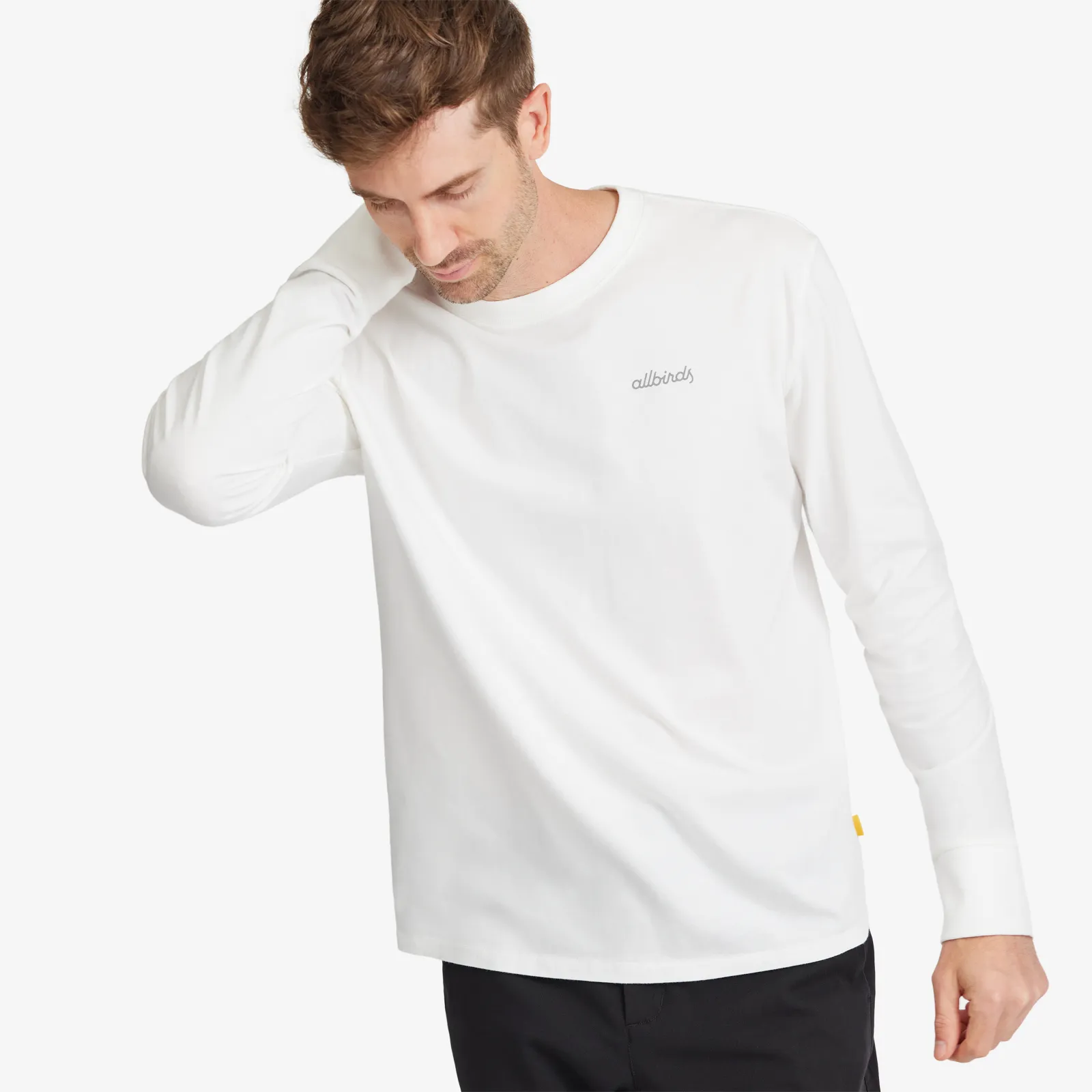 Men's Organic Cotton Long Sleeve Tee - Logo - Blizzard