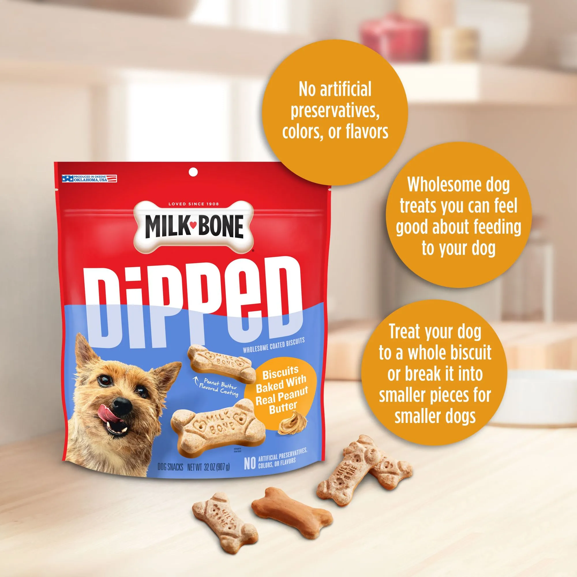 Milk-Bone Dipped Dog Biscuits Baked With Real Peanut Butter, 12 oz