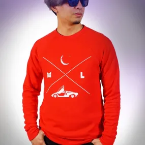 ML minimal Fleece Raglan SS Red LARGE