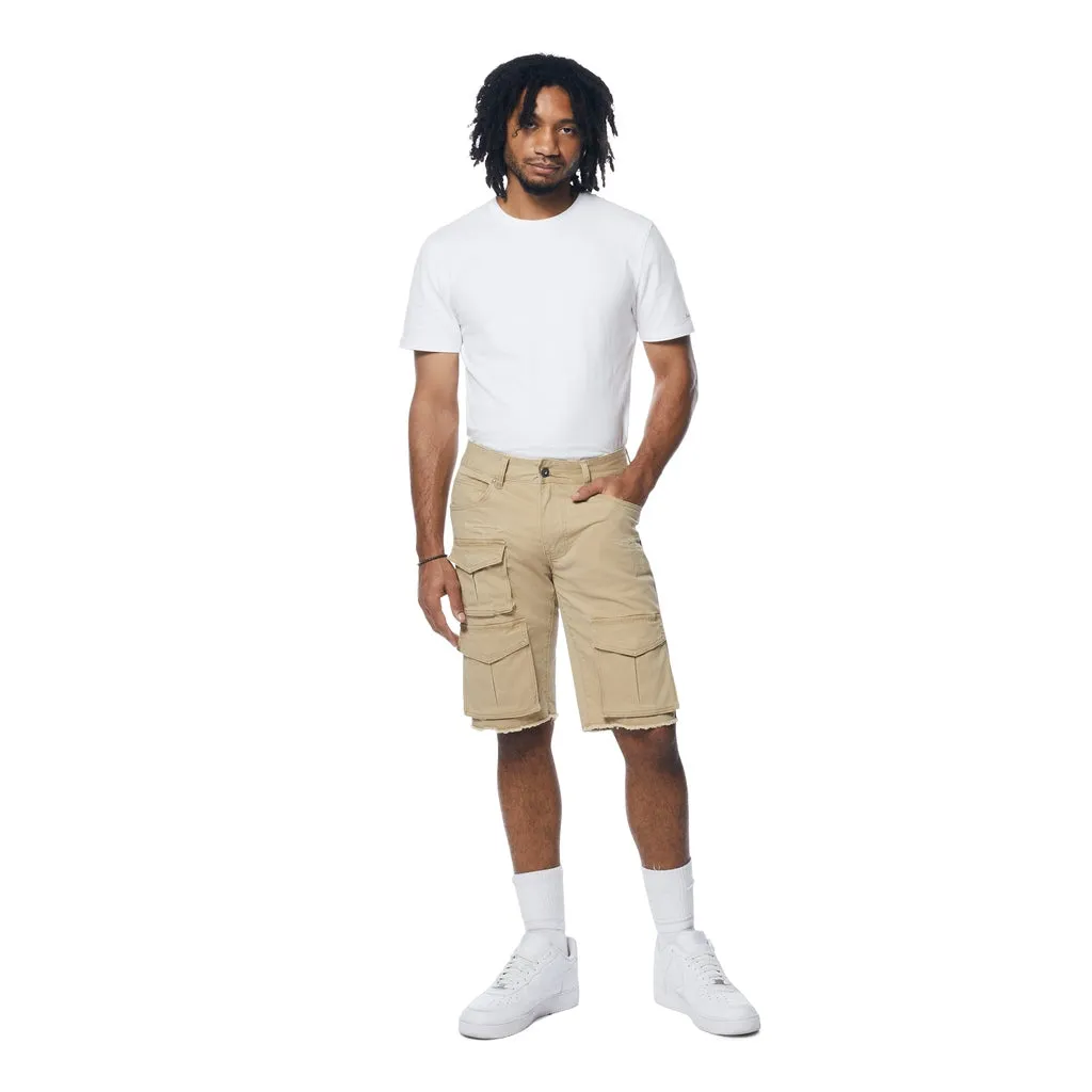 Multi Cargo Twill Shorts - Khaki