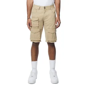 Multi Cargo Twill Shorts - Khaki