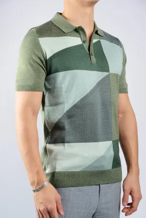 MULTI COLOR GEOMETRIC KNIT POLO