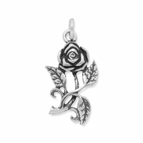 Oxidized Silver Rose Charm