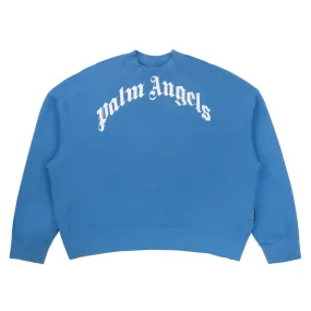 Palm Angels Curved Logo Crewneck Blue