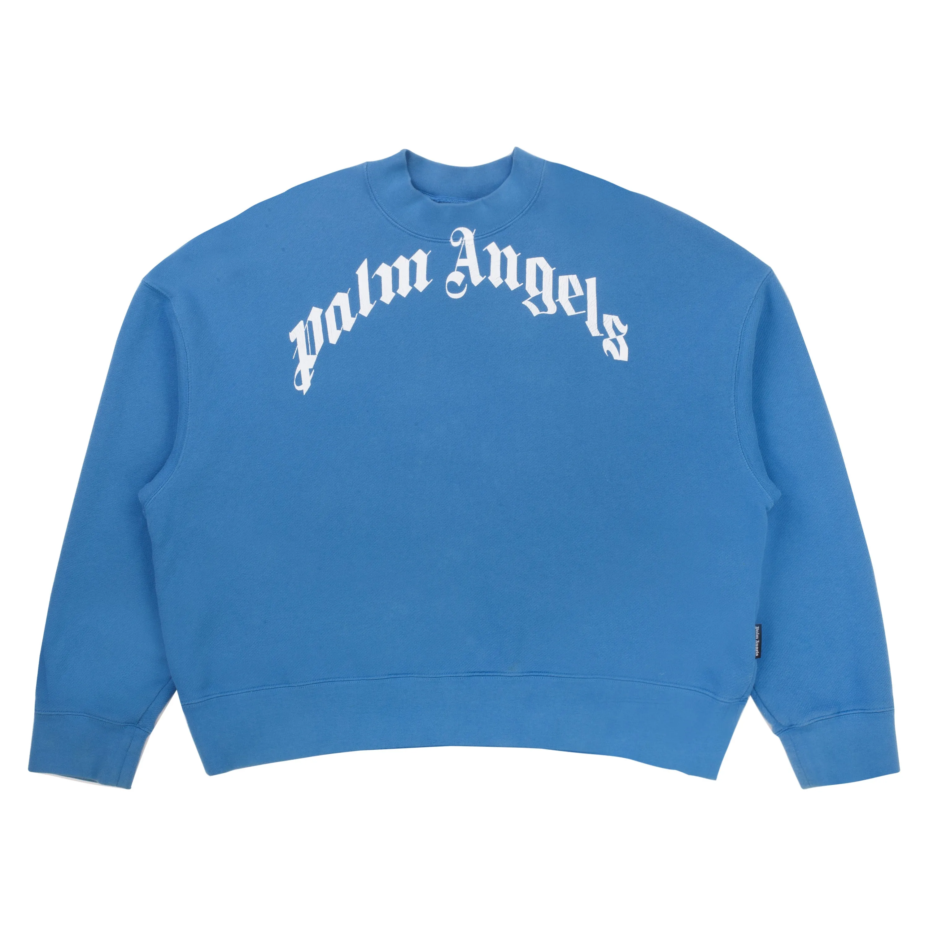 Palm Angels Curved Logo Crewneck Blue