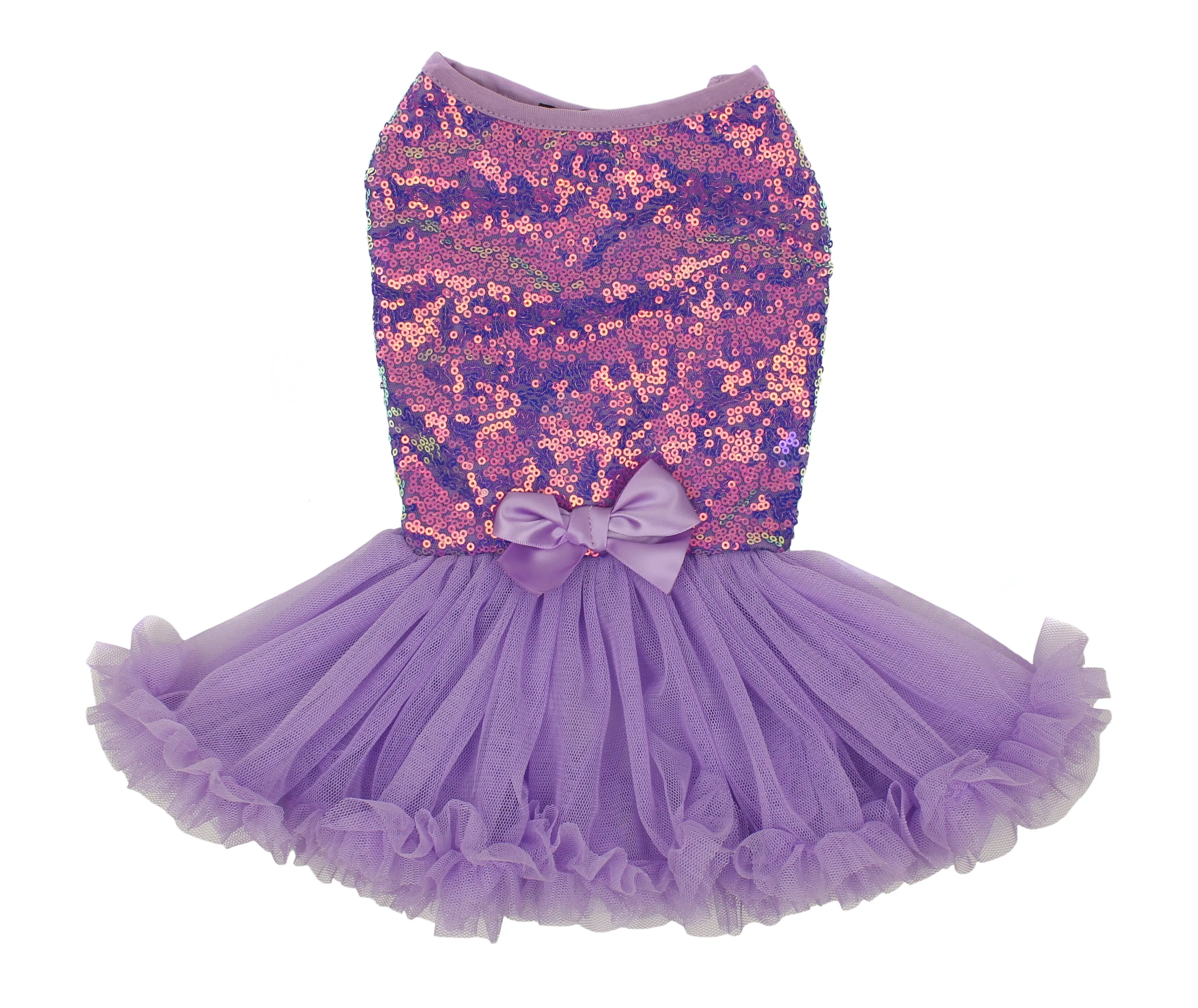 Pawpatu Purple Sequin Ruffle Petti Dress for Pets