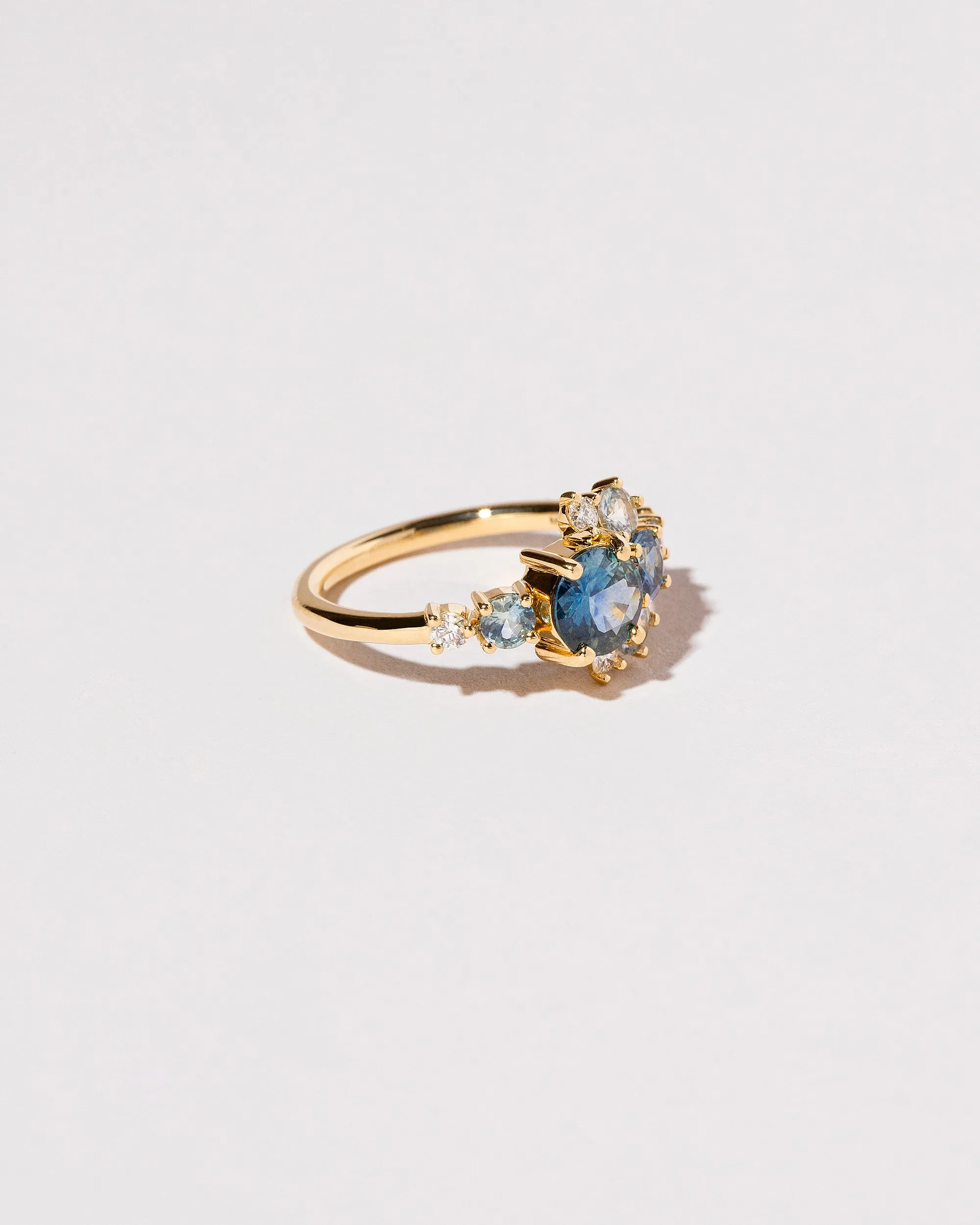 Petite Crescent Ring - Montana Sapphire & White Diamond