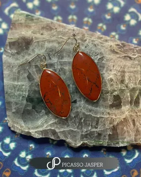 Red Jasper Tear Drop, Earrings, Reiki Infused