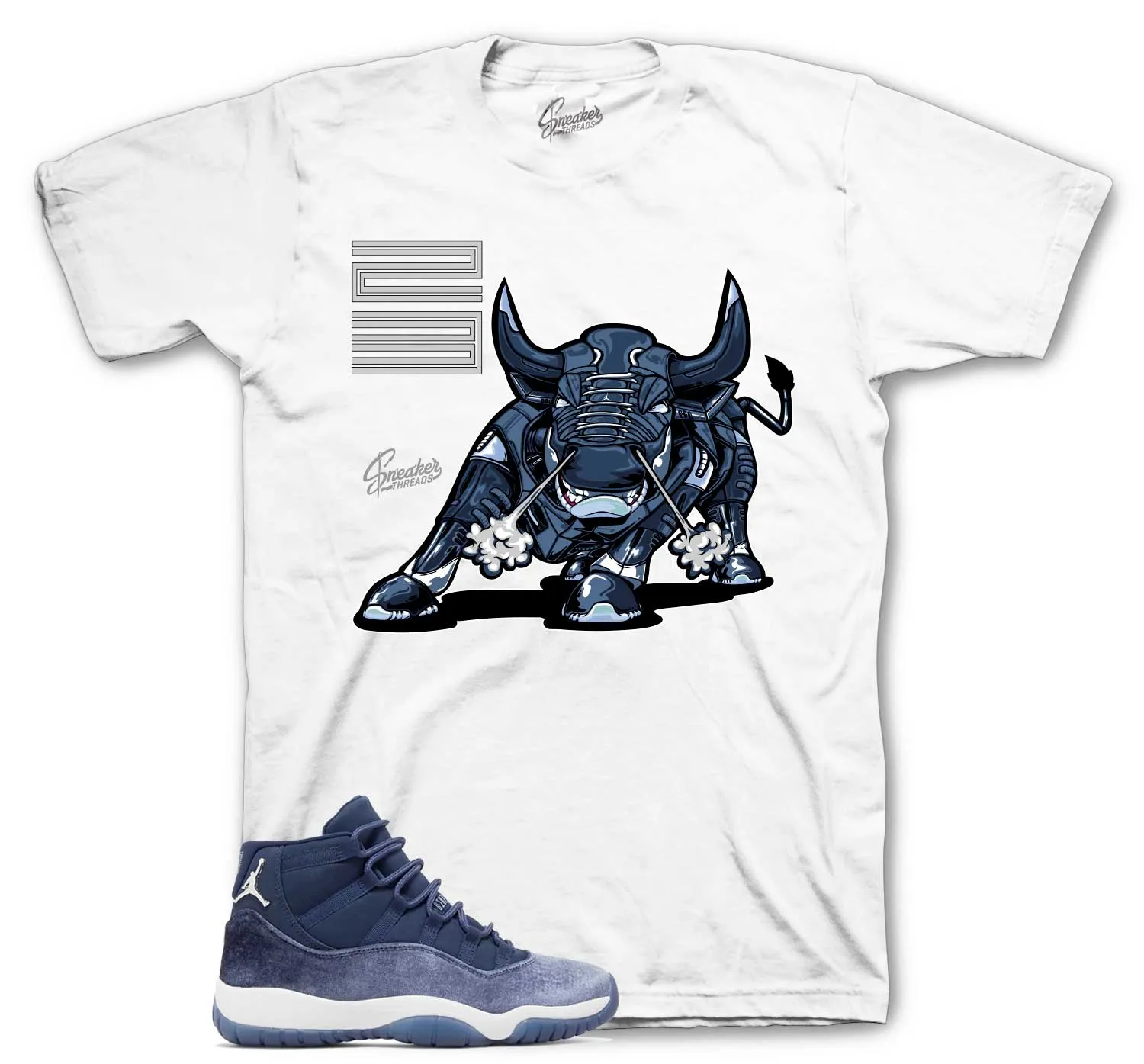 Retro 11 Midnight Navy 82 Shirt - Bull - White