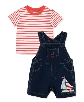 Sailboat Cotton Knit Shortall Set (12M-24M)