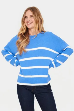 Saint Tropez Stripe Cotton Jumper Blue White