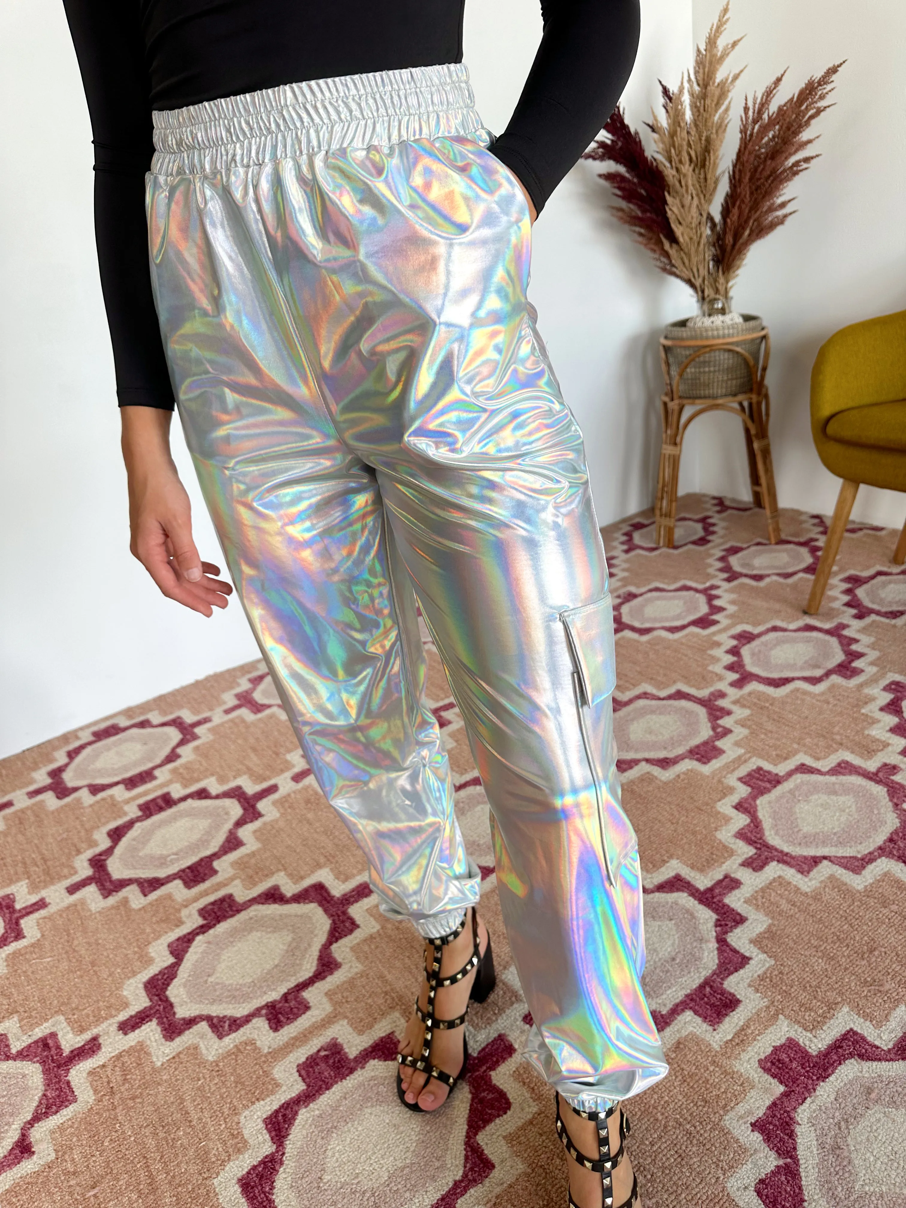 SIZE SMALL Party Girl Metallic Joggers