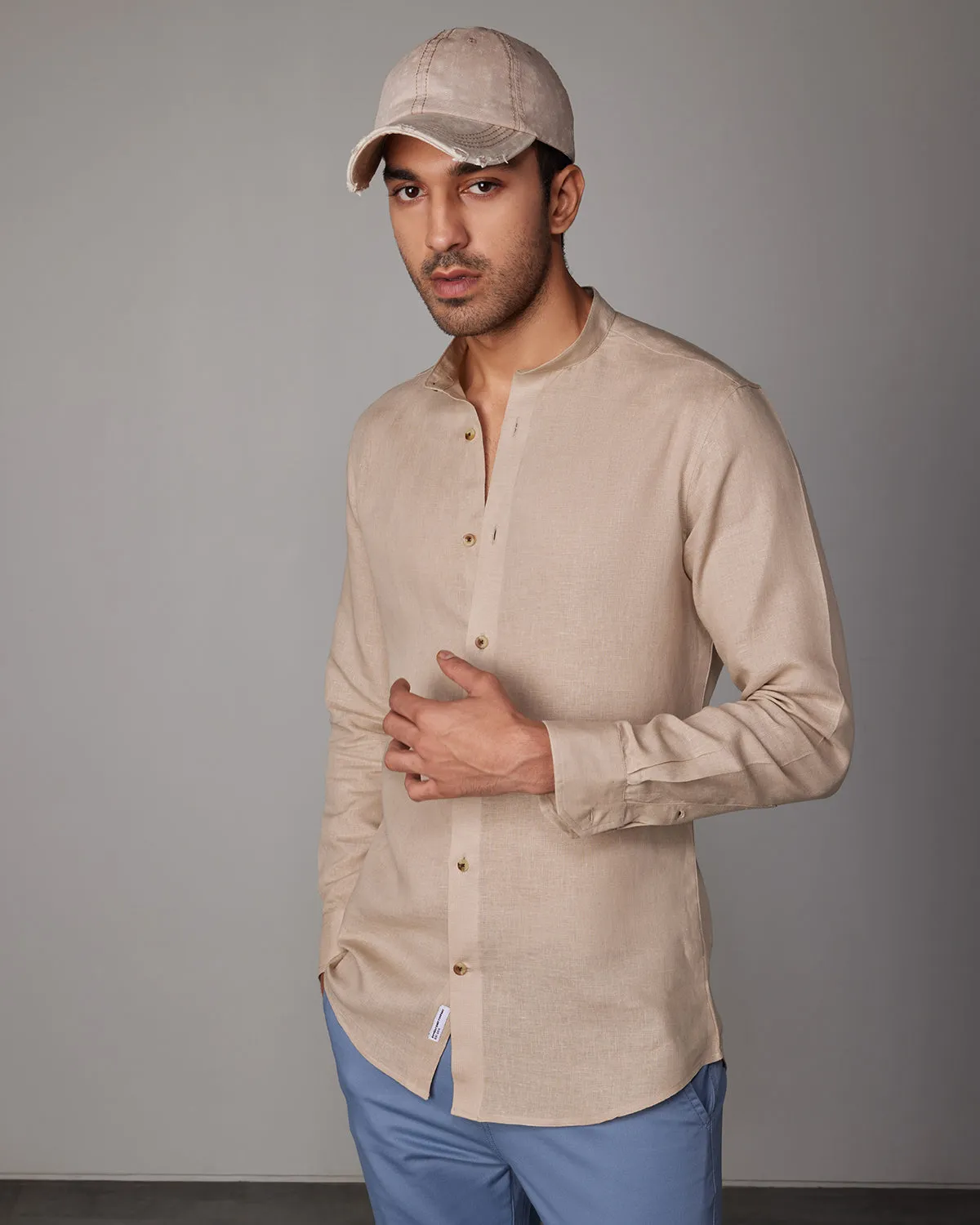 Soft Washed Linen Shirt - Beige