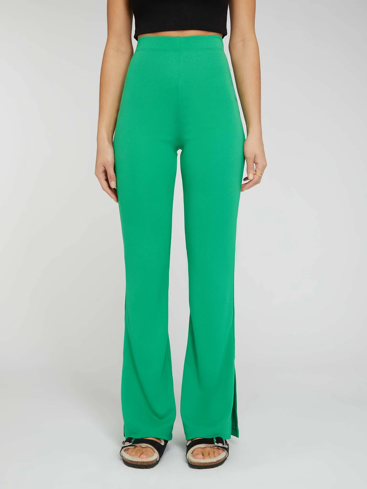 Thallo Flare Trousers in Grass Green