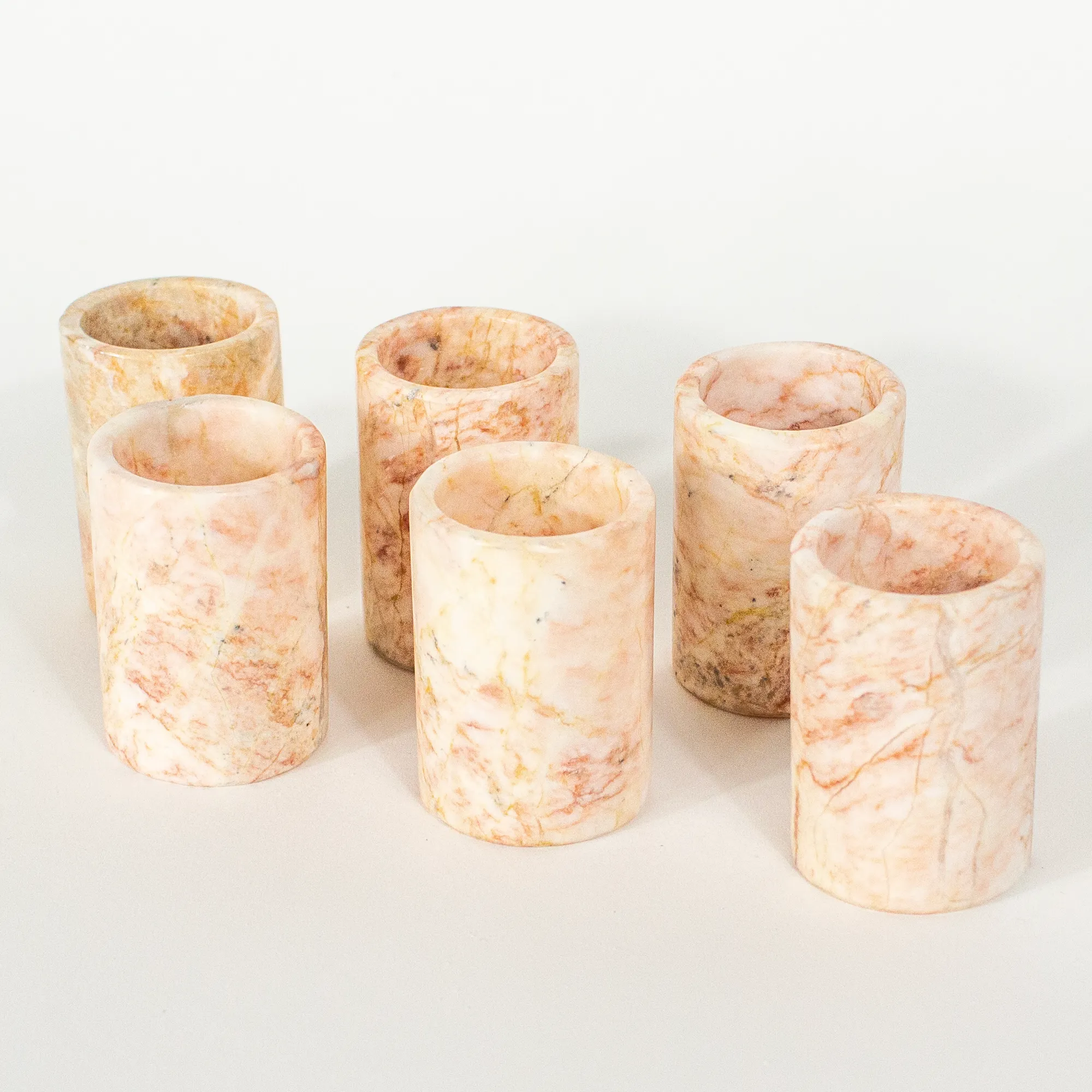 VINTAGE DESERT ROSE MARBLE SHOT GLASSES |SET OF 6