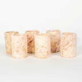 VINTAGE DESERT ROSE MARBLE SHOT GLASSES |SET OF 6