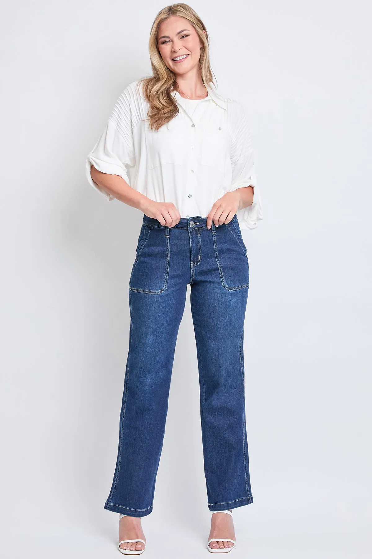 Women's High Rise Pork Chop Pocket Wide Leg Pant