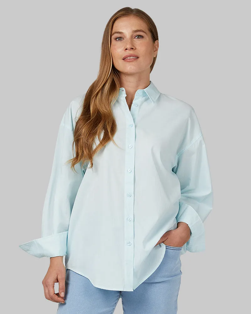 WOMEN'S OVERSIZED COTTON LONG SLEEVE BUTTON-UP